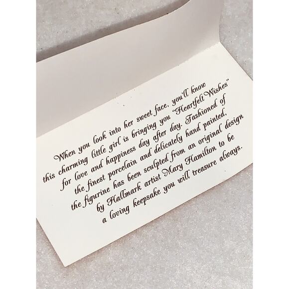 Hallmark 1983 Girl With Heart Heartfelt Wishes Porcelain Figurine Mary Hamilton - Picture 12 of 14